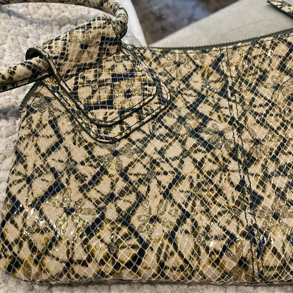 Hobo Sable Metallic Python Snake Print Leather Wr… - image 3